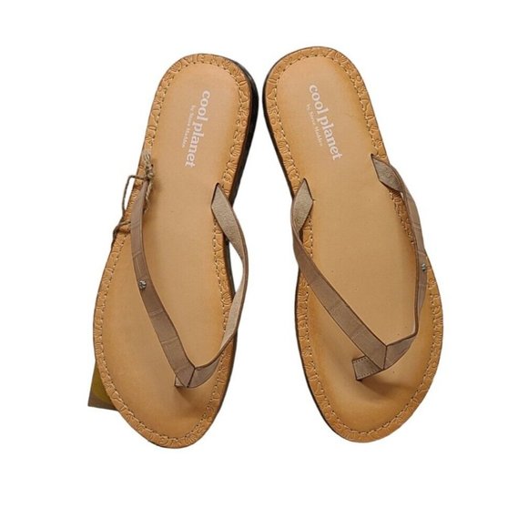 Steve Madden Cool Planet Flip Flop Womens Size 7.5 Tan Recycled Materials - Picture 2 of 8